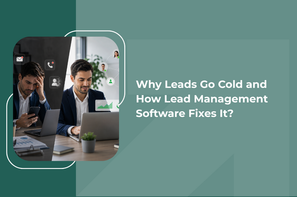 Split illustration showing cold leads alongside CRM-powered lead nurturing and follow-ups.